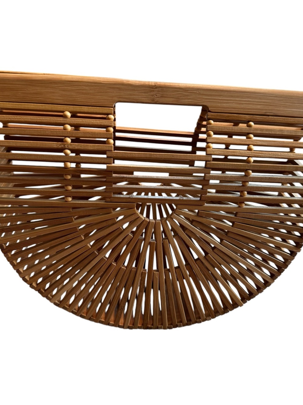CULT GAIA Gaia’s Ark Small Top Handle Bag Bamboo Wood Bohemian Natural Tan BOX - Picture 7 of 8